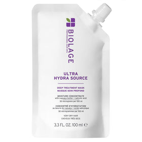 Biolage front packaging showing mask jar and brand, highlights hydration benefits