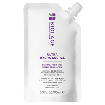 Biolage front packaging showing mask jar and brand, highlights hydration benefits