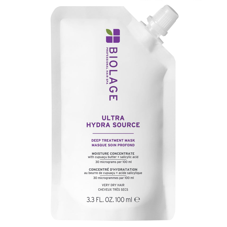 Biolage front packaging showing mask jar and brand, highlights hydration benefits