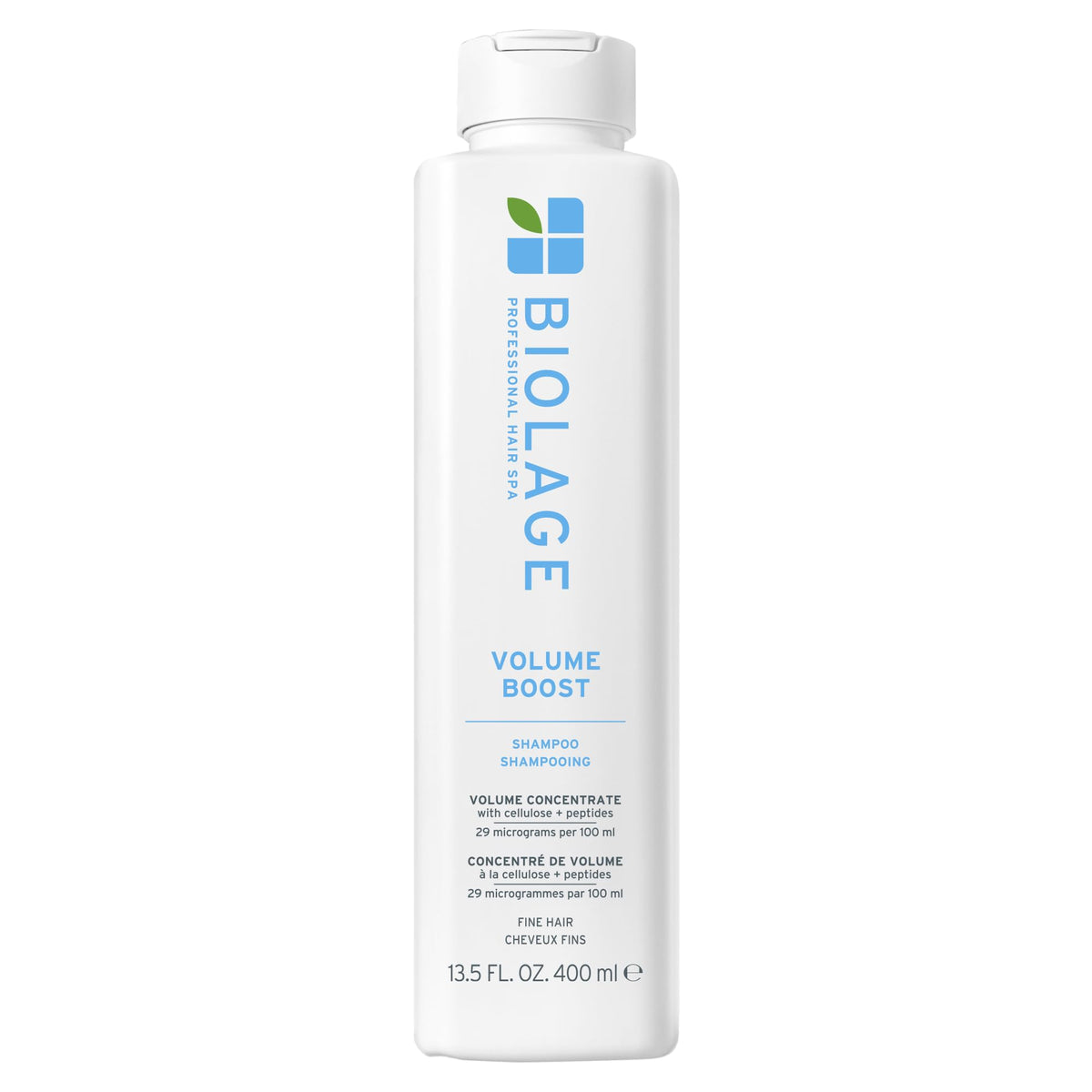 Biolage bottle front view showing product branding and lightweight volume benefits