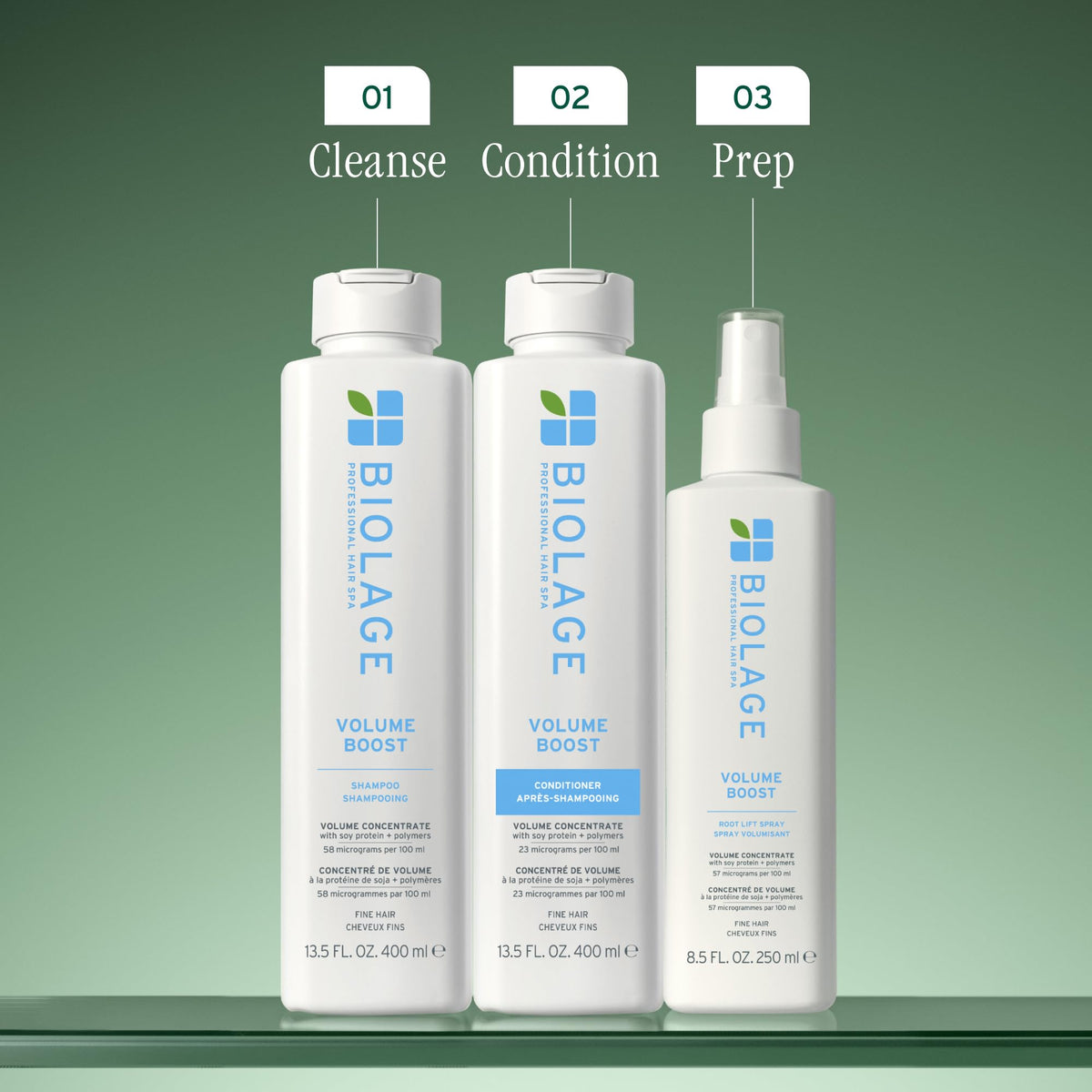Biolage bottle in hand for scale to show large 33.8 fl oz size