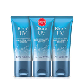 Bioré front packaging showing SPF 50 and product benefits for quick reference
