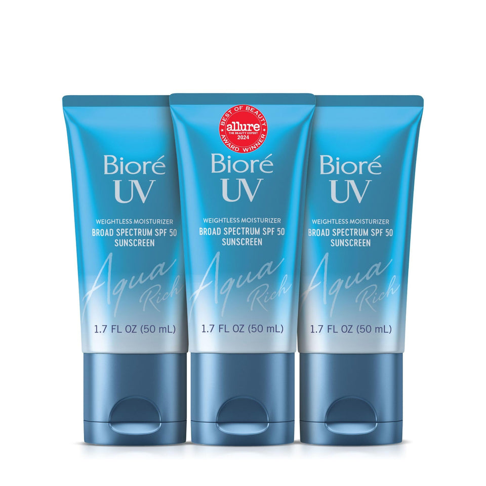 Bioré front packaging showing SPF 50 and product benefits for quick reference