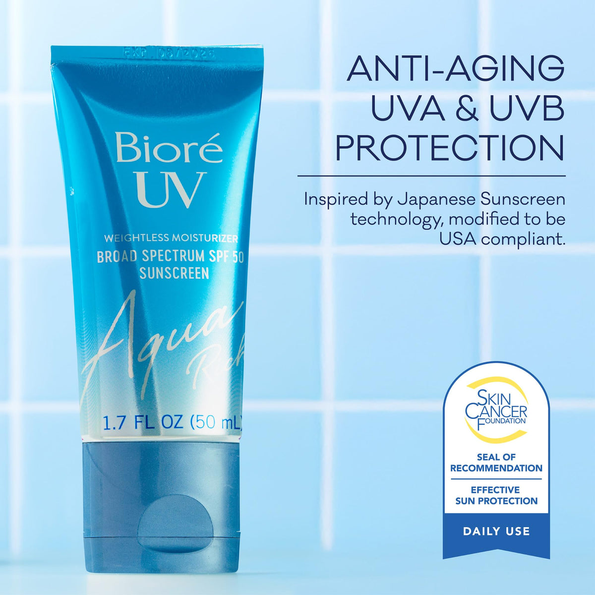 Biore hyaluronic acid ingredient graphic emphasizing lasting hydration benefit