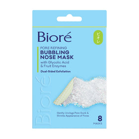 Biore front packaging showing bubbling nose mask and clear use benefit