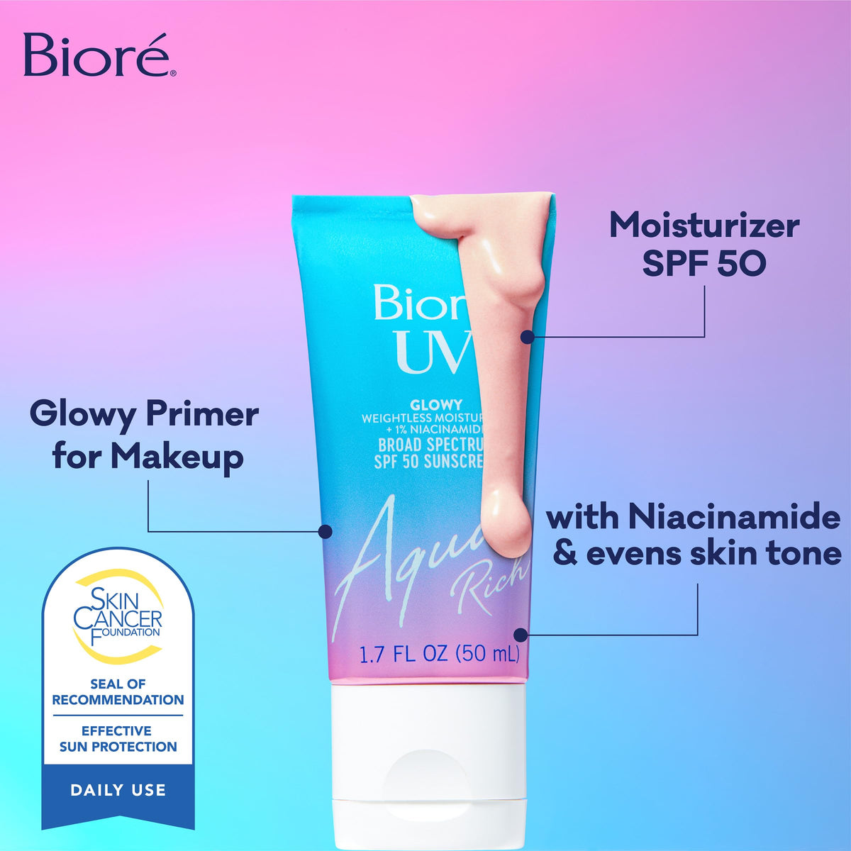 Bioré mica glow swatch demonstrating luminous finish