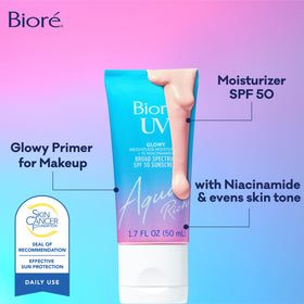 Bioré mica glow swatch demonstrating luminous finish
