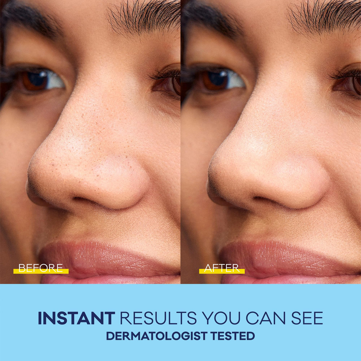 Bioré strip held in hand to show true size and easy single‑use convenience