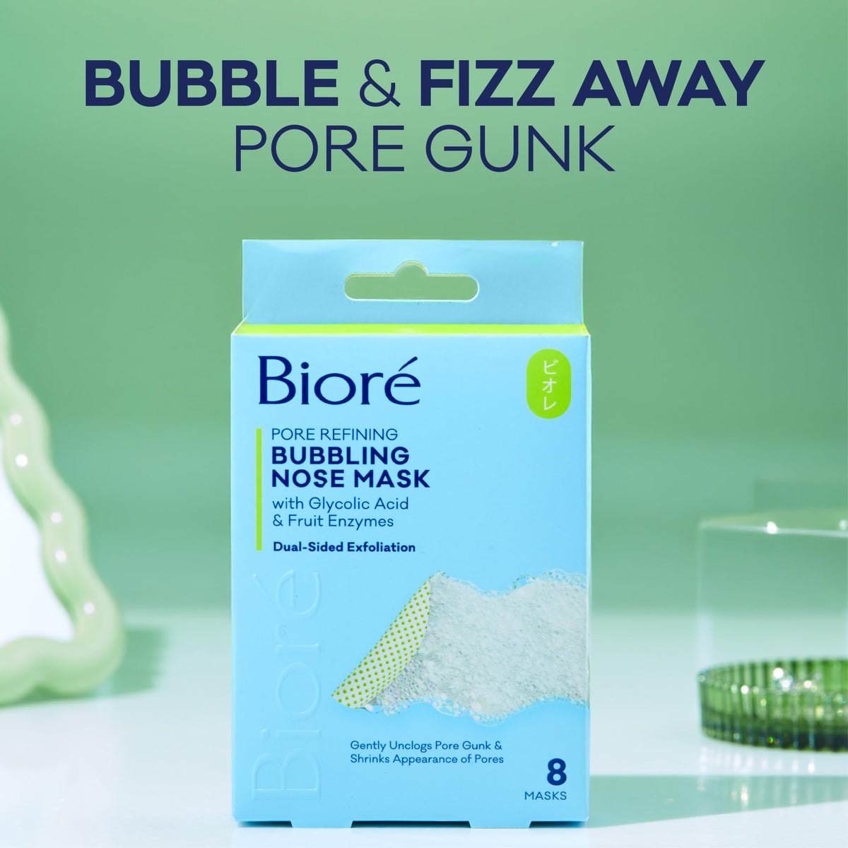 Biore close-up of strip surface with bubbles revealing deep-clean action