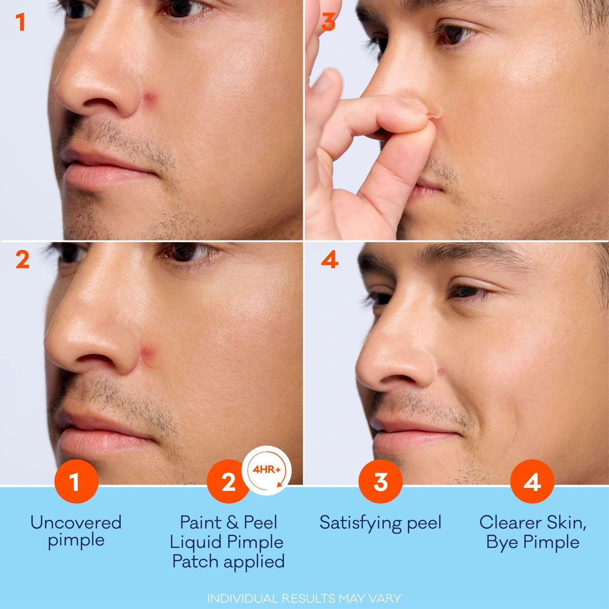 Bioré transparent dried patch on skin, invisible coverage benefit