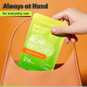 BIORICA patch applied to cheek protecting blemish and reducing picking