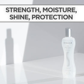 Applying BioSilk to hair ends for smoother styling and reduced frizz