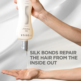 BioSilk bottle label closeup to read sulfate and paraben free claim