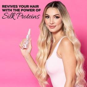 BioSilk close-up of spray nozzle and silk texture offering easy application benefit