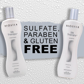 BioSilk duo in bathroom lifestyle scene illustrating daily hair care routine