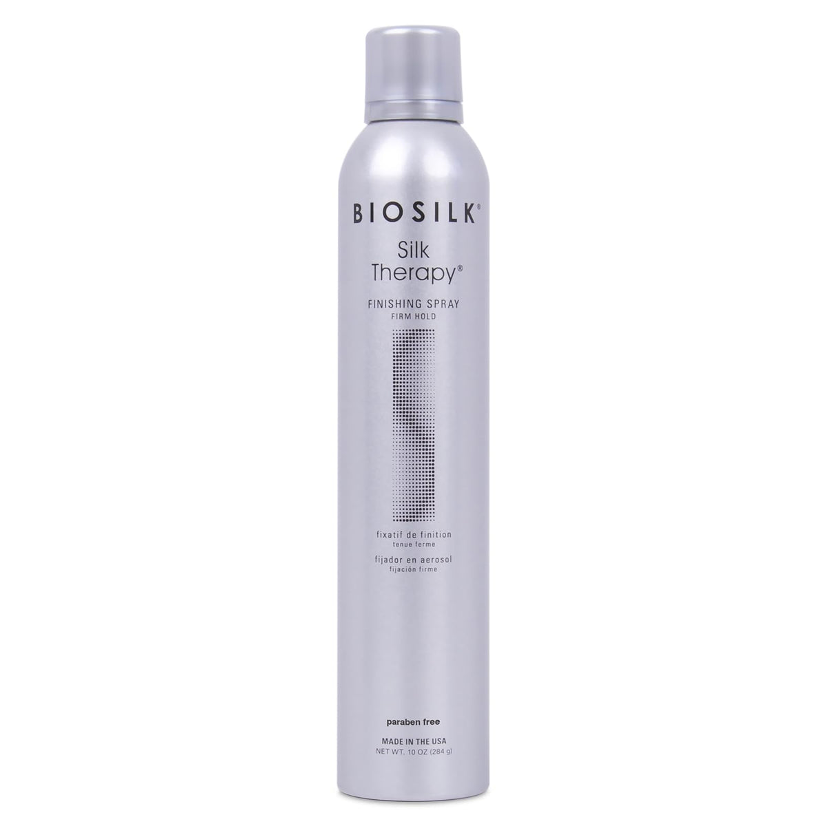 BioSilk front packaging showing product and brand, highlights strong hold benefit