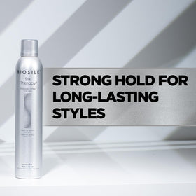 Close-up of glossy hair after BioSilk spray showing enhanced shine and smoothness