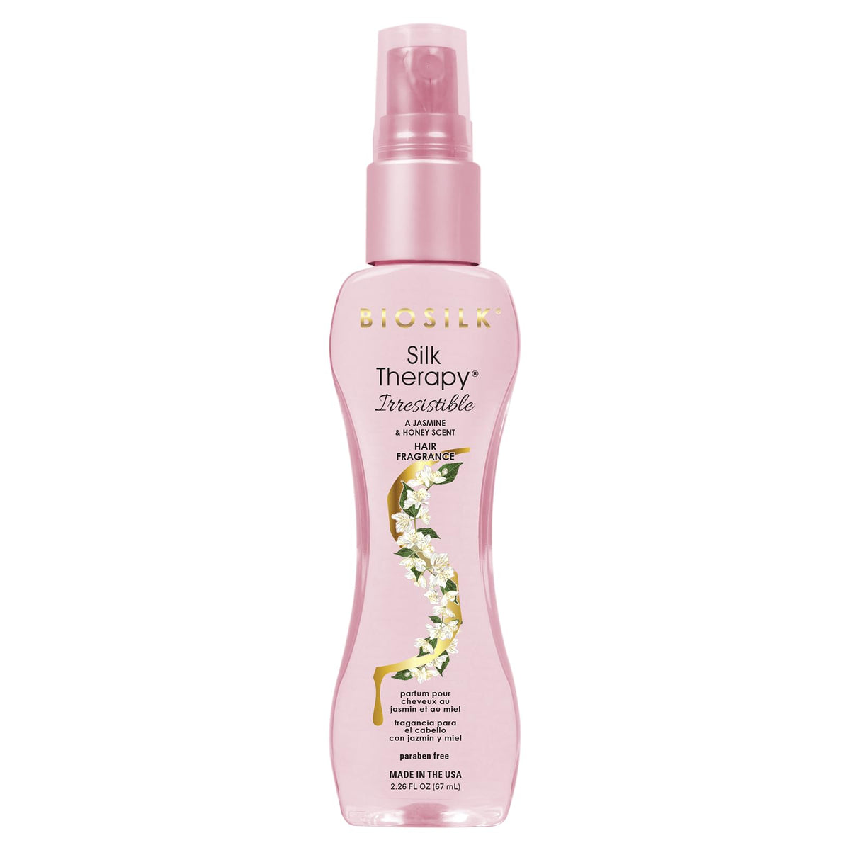 BioSilk front packaging of Irresistible 2.26 oz showing bottle and scent benefit