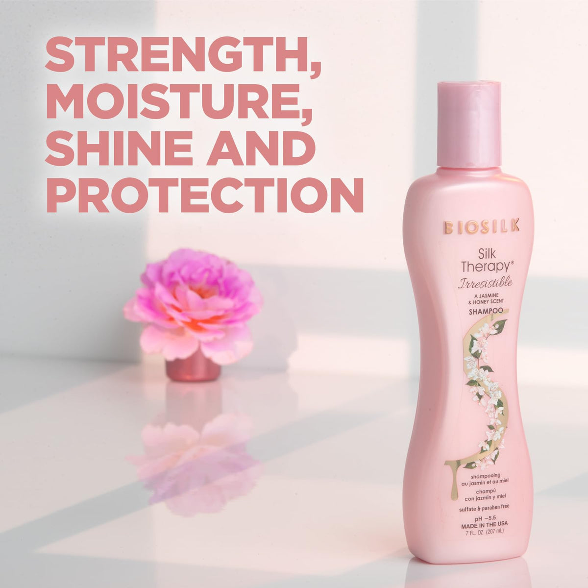 BioSilk bottle in hand for size and travel convenience benefit