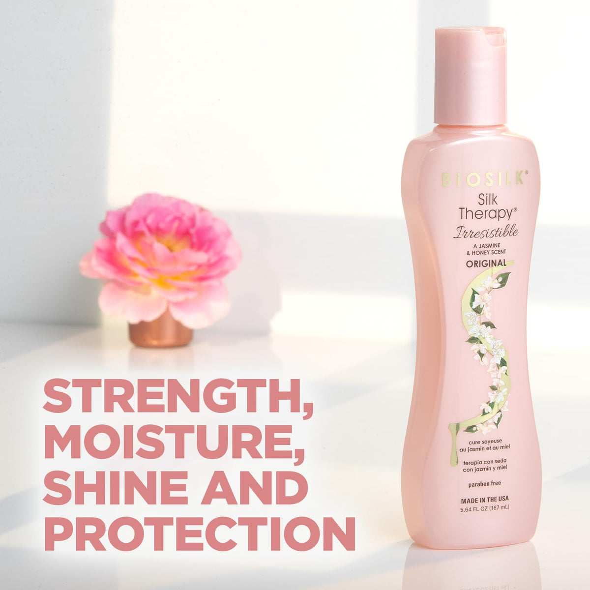 BioSilk spray nozzle in action delivering weightless mist for easy styling