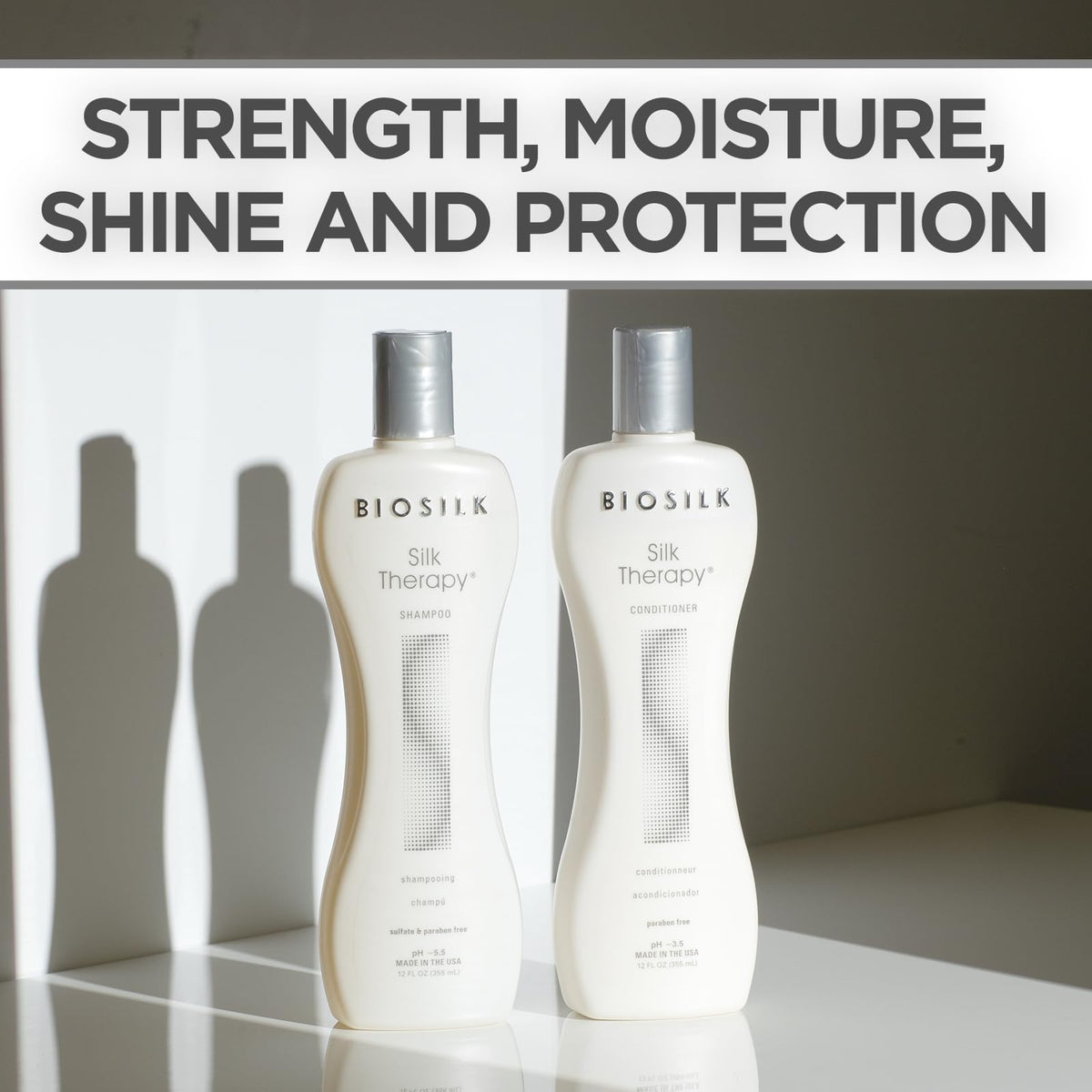 BioSilk shampoo pump close-up demonstrating gentle lather and easy dosing