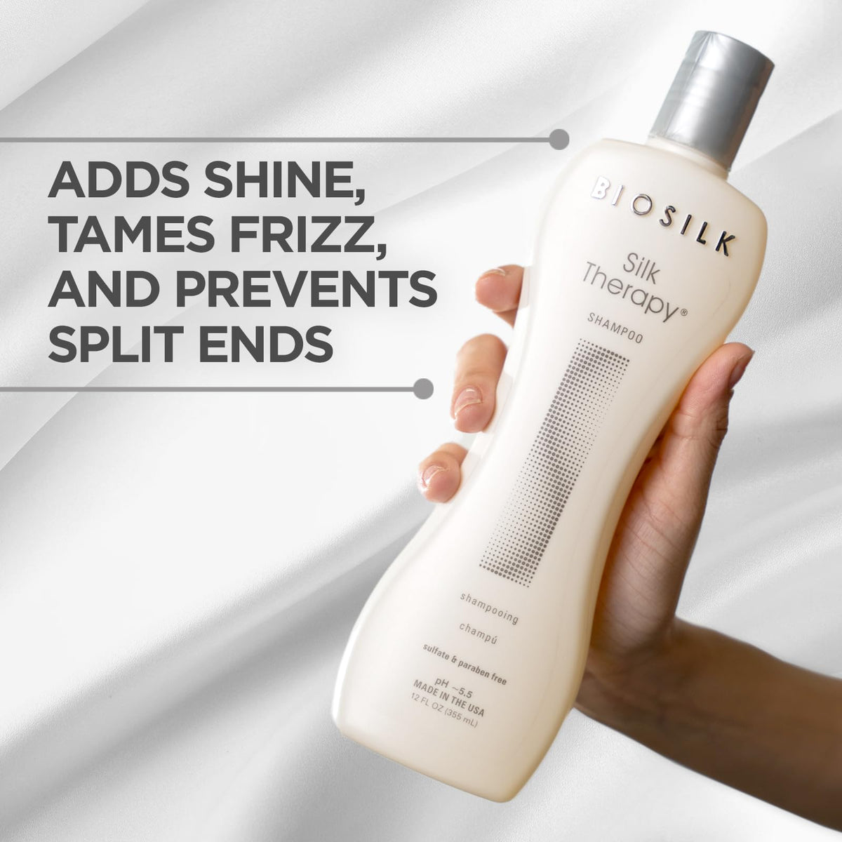 BioSilk silk protein illustration highlighting shine and smoothness