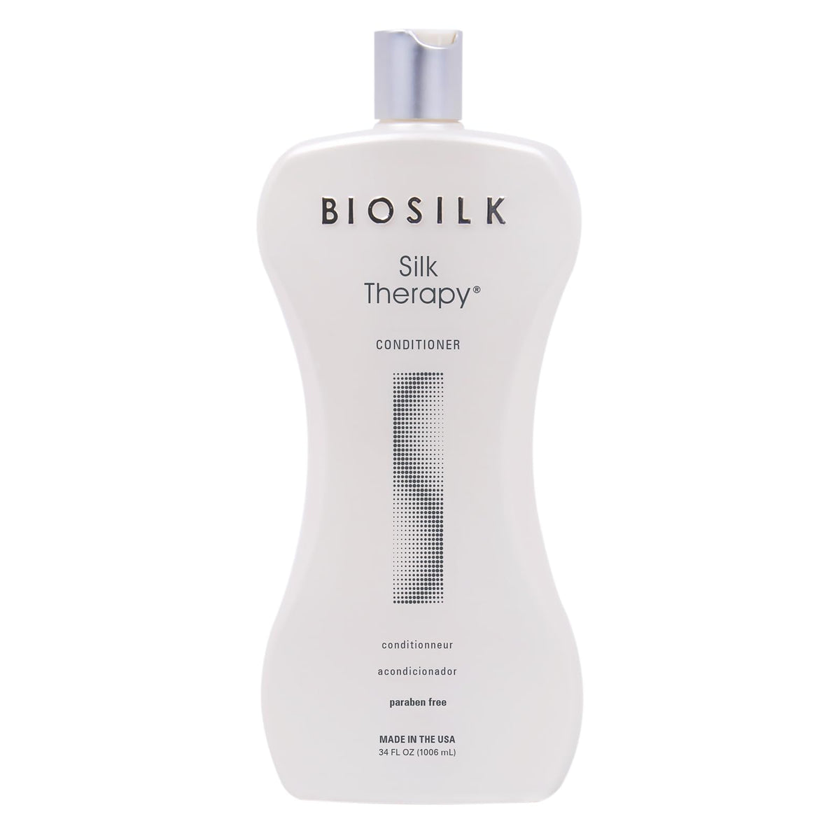 BioSilk bottle front label showing product name and benefits