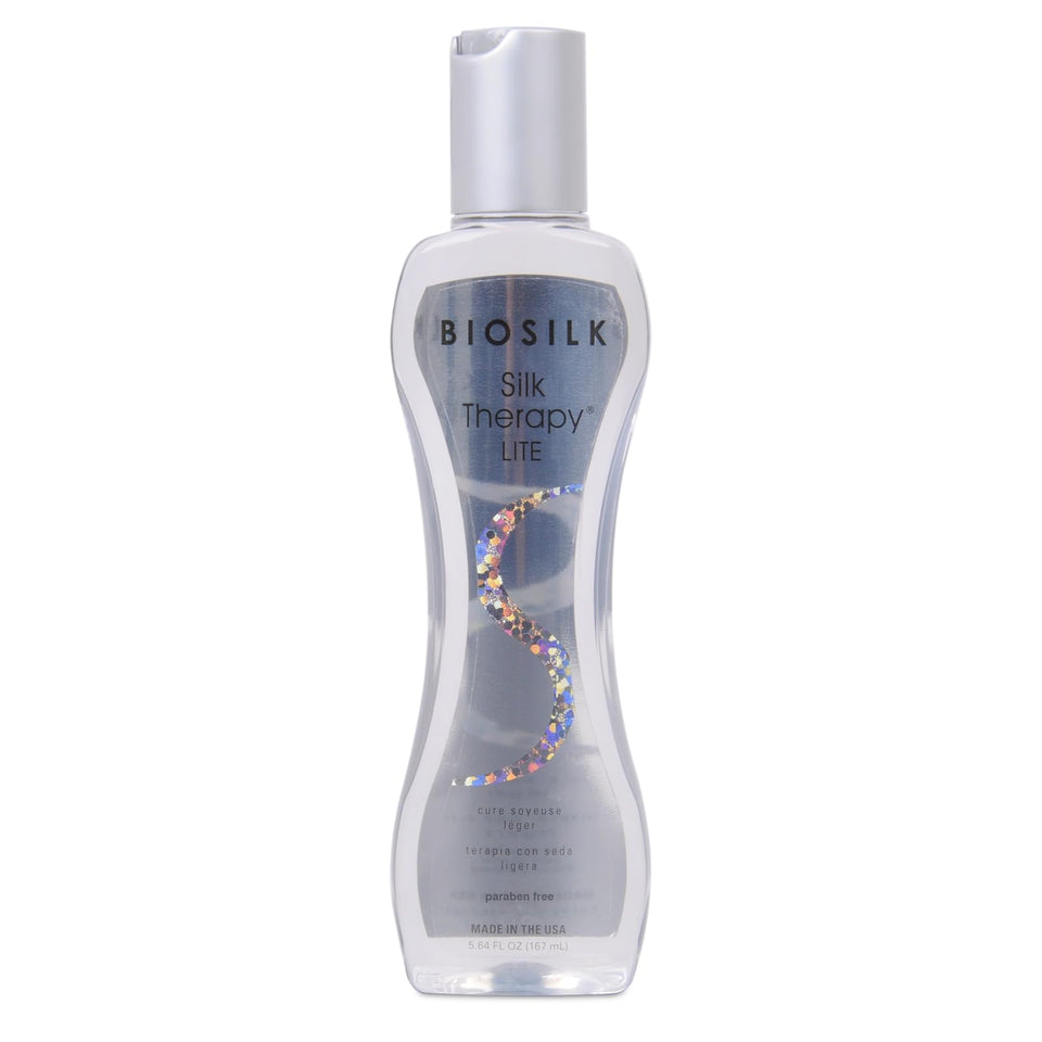 BioSilk front bottle view showing lightweight leave-in treatment benefit