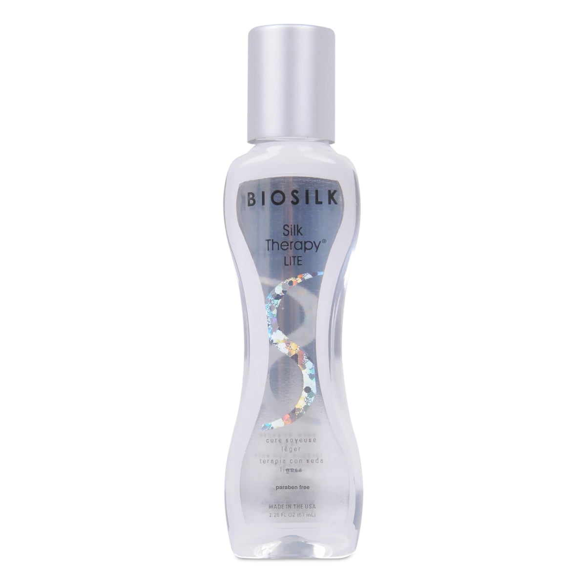 BioSilk front packaging showing lightweight leave-in bottle and benefits