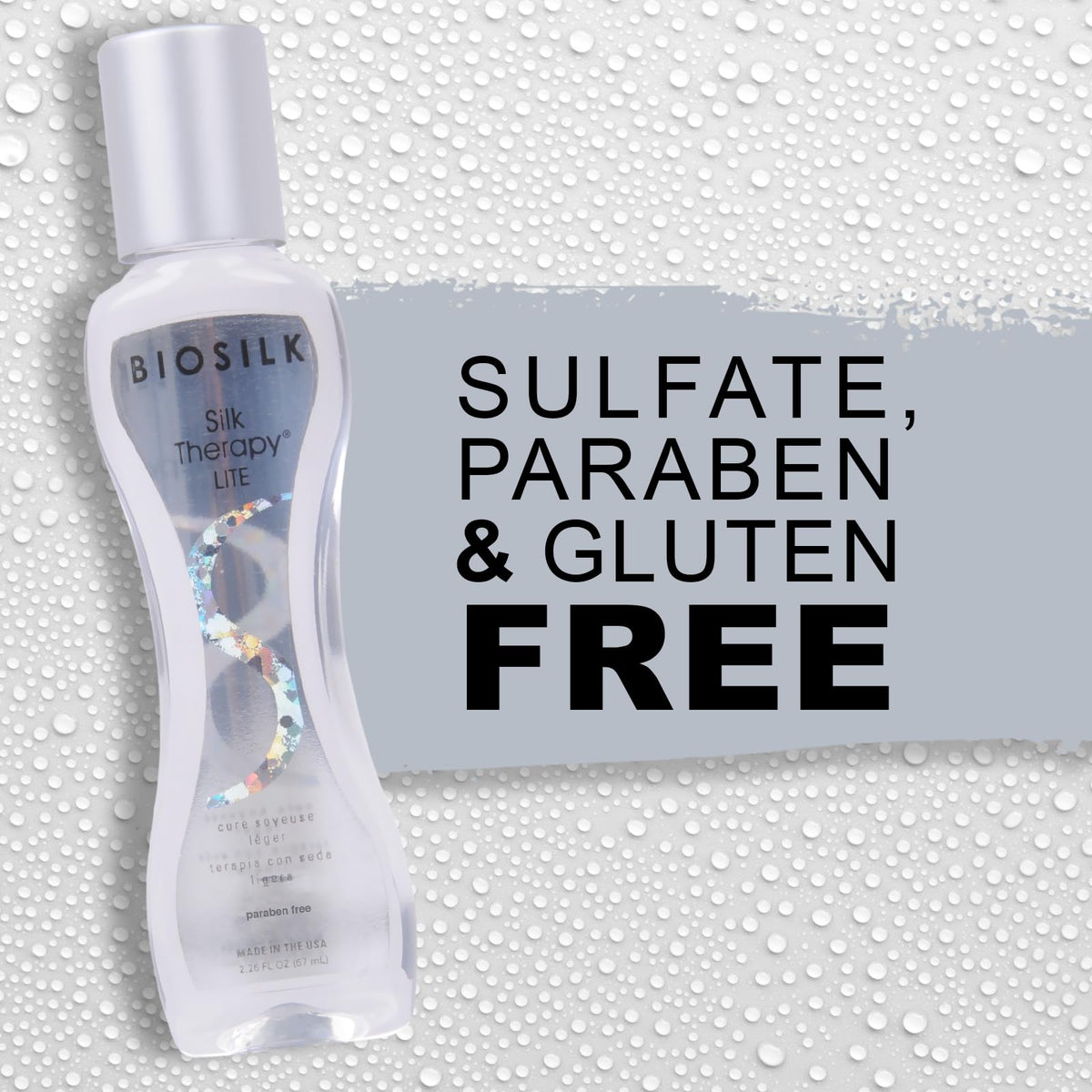 BioSilk styling use in a bathroom setting showing frizz control benefit