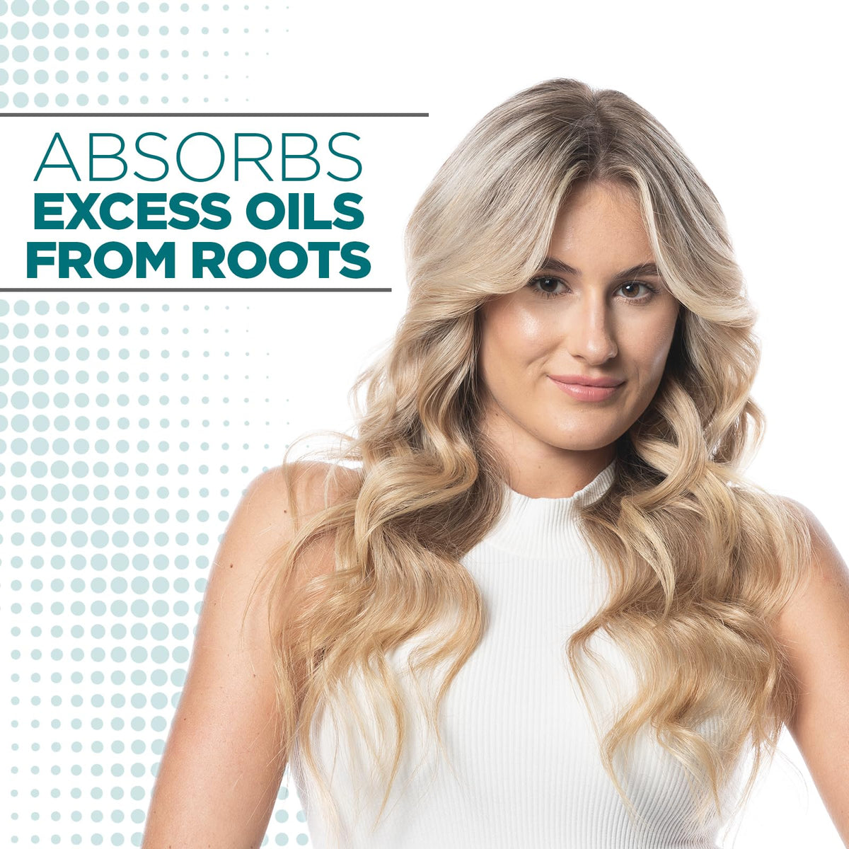 BioSilk fingers applying powder at roots for instant lift benefit