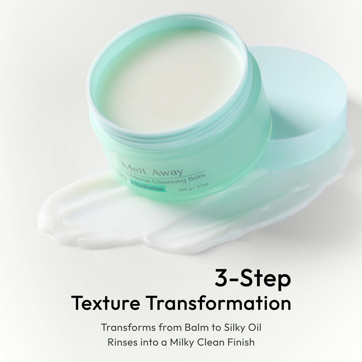 BioSimply balm in hand during application, shows gentle massage removing makeup
