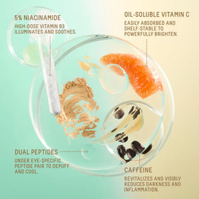 Biossance applying serum to under-eye demonstrating gentle smoothing benefit