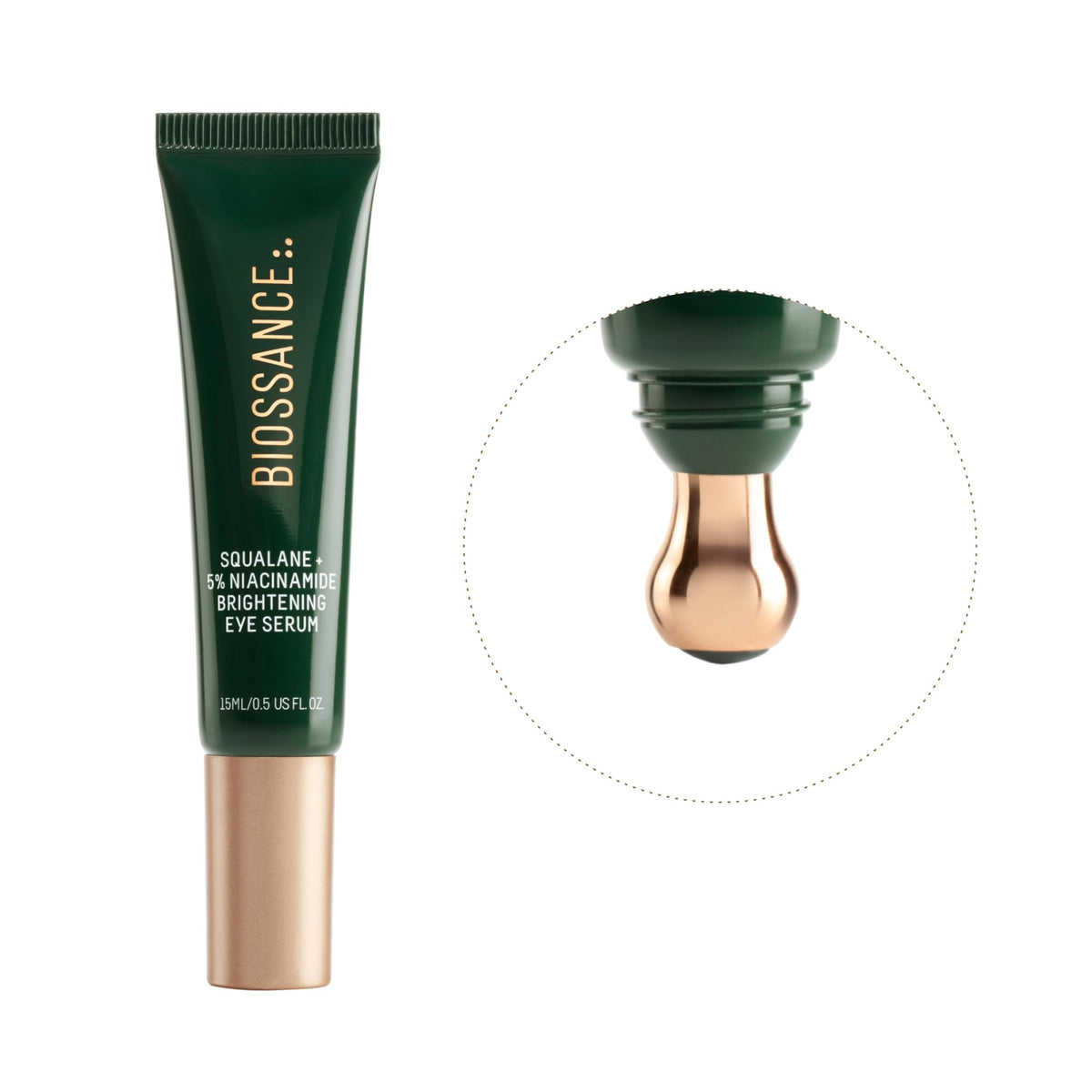 Biossance before and after comparison illustrating reduced puffiness effect