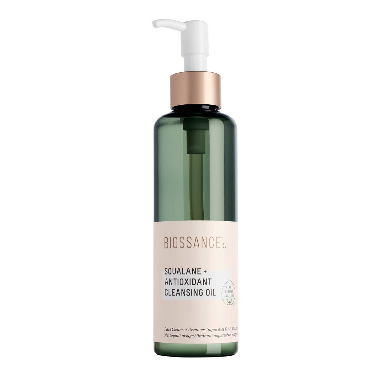 Biossance cleansing oil front packaging showing bottle and label for easy identification and quick purchase benefit
