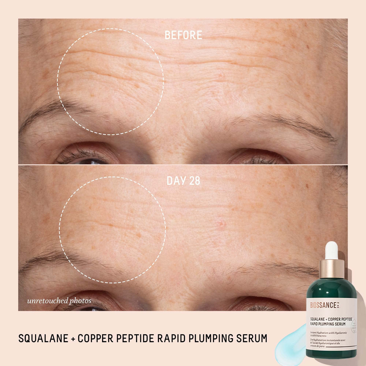 Biossance drops on hand demonstrating fast hydration and smooth spreadability