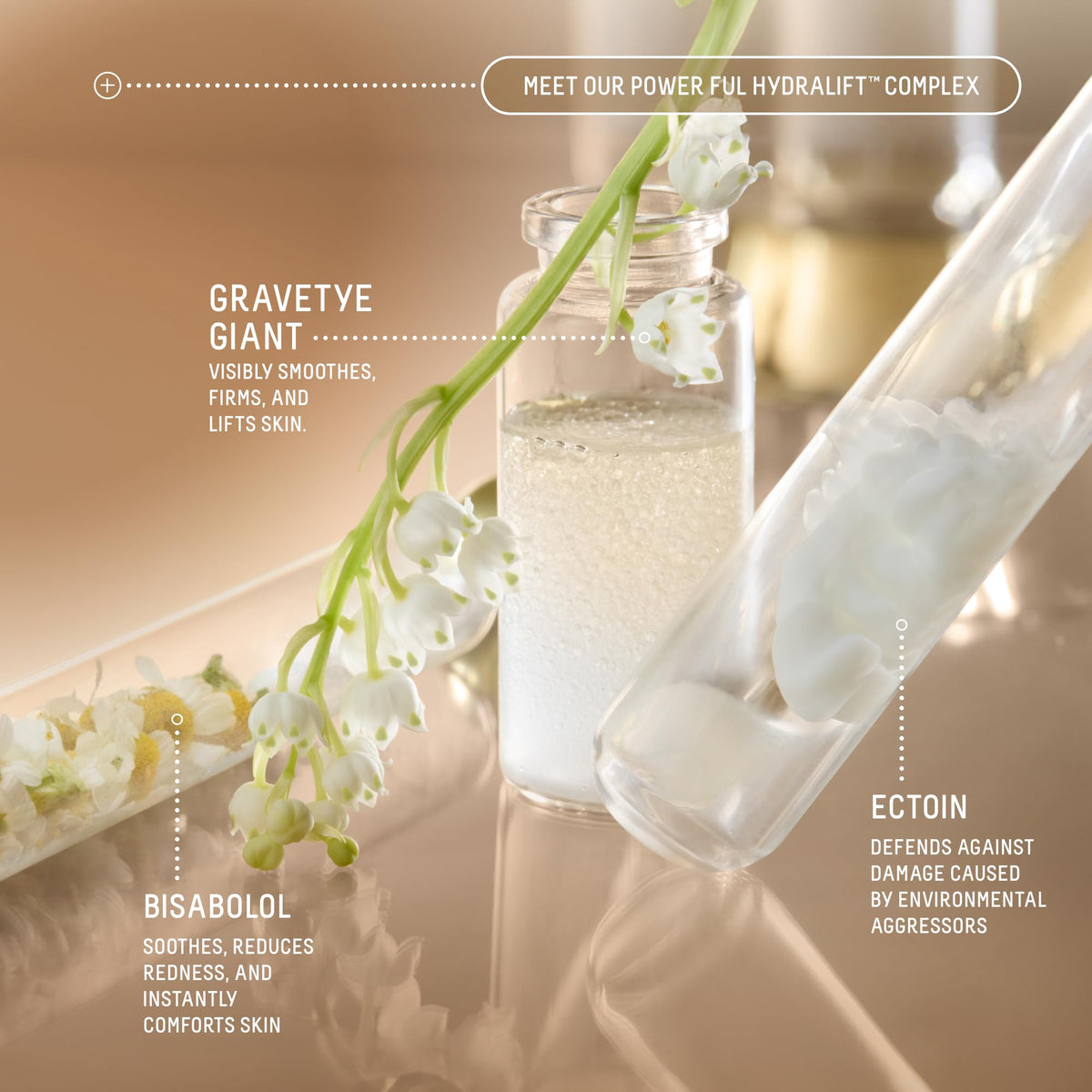 Ectoin ingredient capsule beside BIOSSANCE serum, emphasizes environmental protection