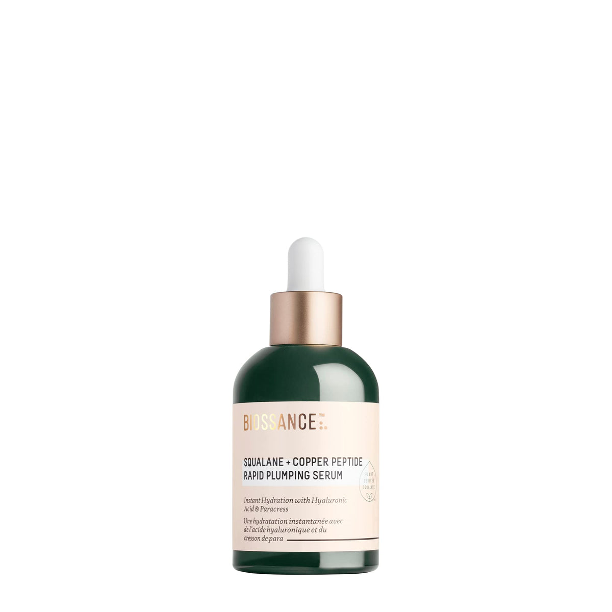Biossance front bottle showing clean packaging and easy-pump dispensing benefit