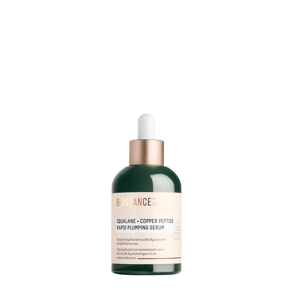 Biossance front bottle showing clean packaging and easy-pump dispensing benefit