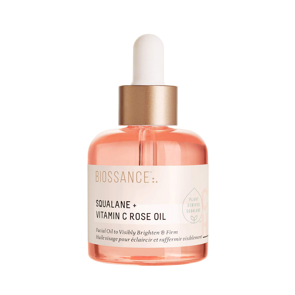 BIOSSANCE front packaging showing the facial oil bottle and label, clear branding and benefit