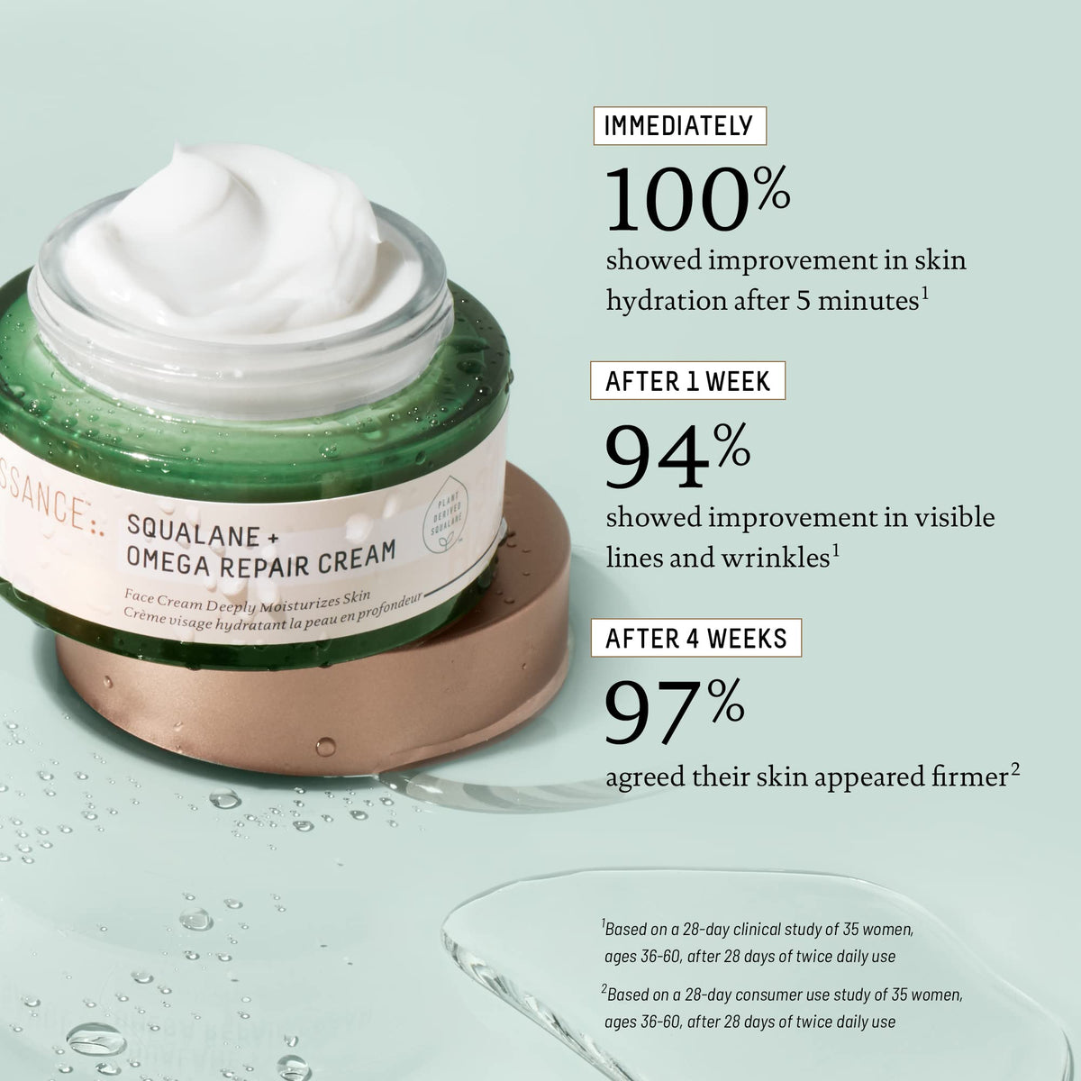 BIOSSANCE jar open showing product surface and easy scooping benefit