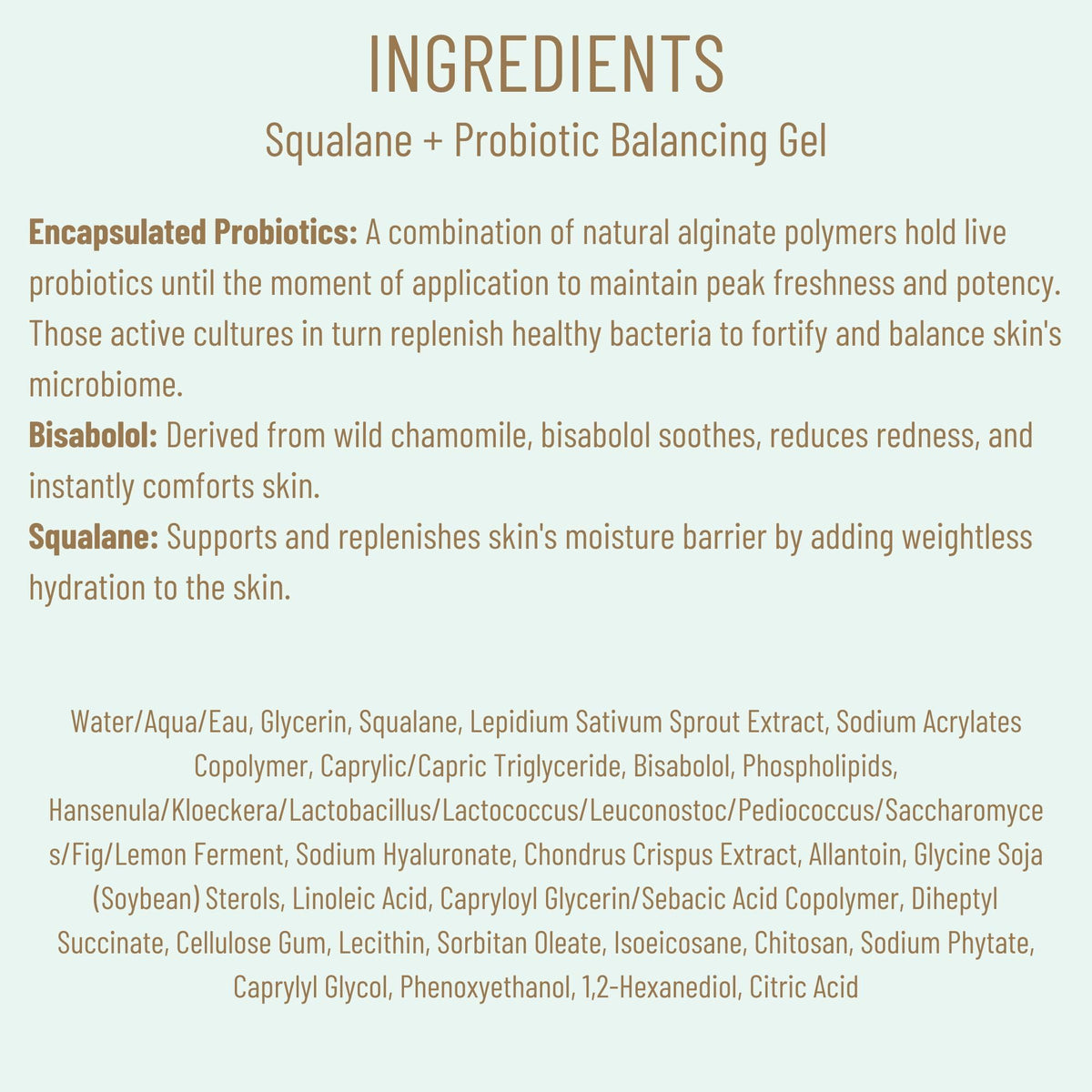 Biossance gel applied to cheek illustrating calming effect and balanced skin benefit