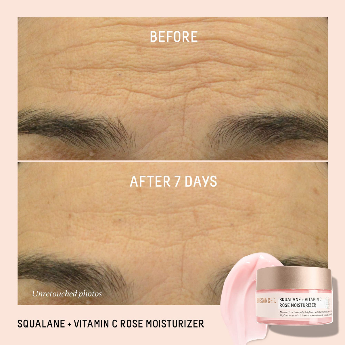 BIOSSANCE moisturizer open jar texture showing lightweight cream that absorbs quickly for hydration