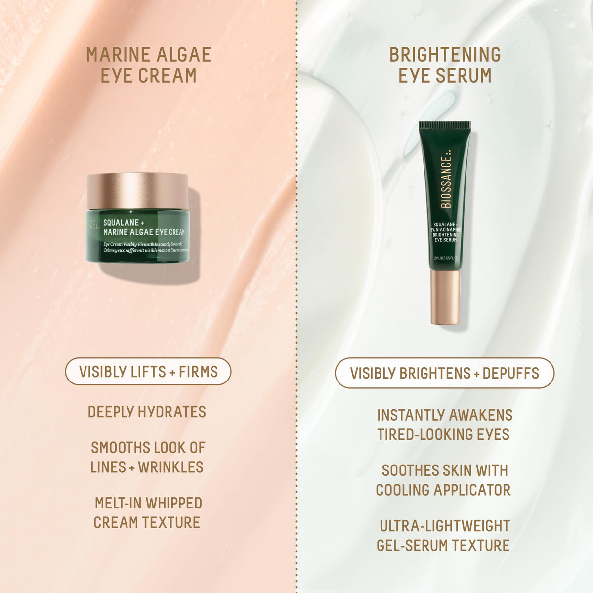 Biossance clear label close-up highlighting 5% niacinamide and squalane benefits