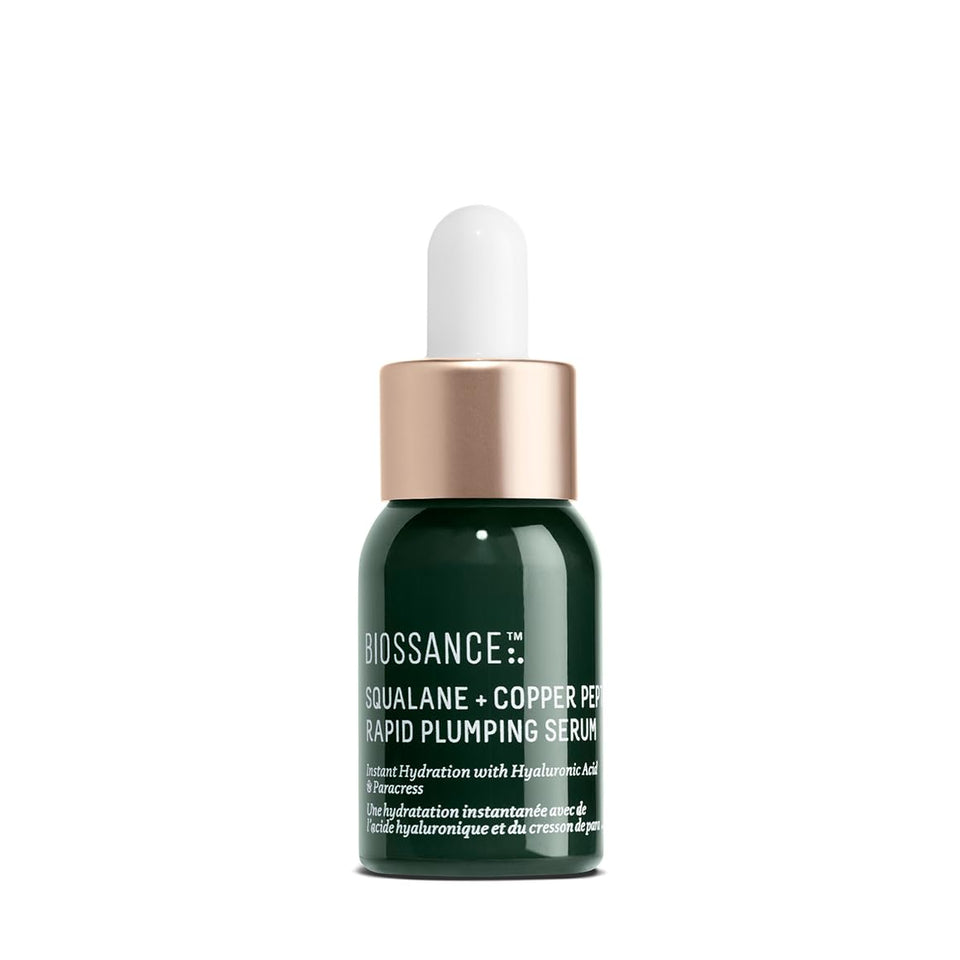 Biossance front label showing product name and size with clear packaging benefits