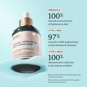 Biossance serum pump dispensing thin lightweight texture for quick absorption