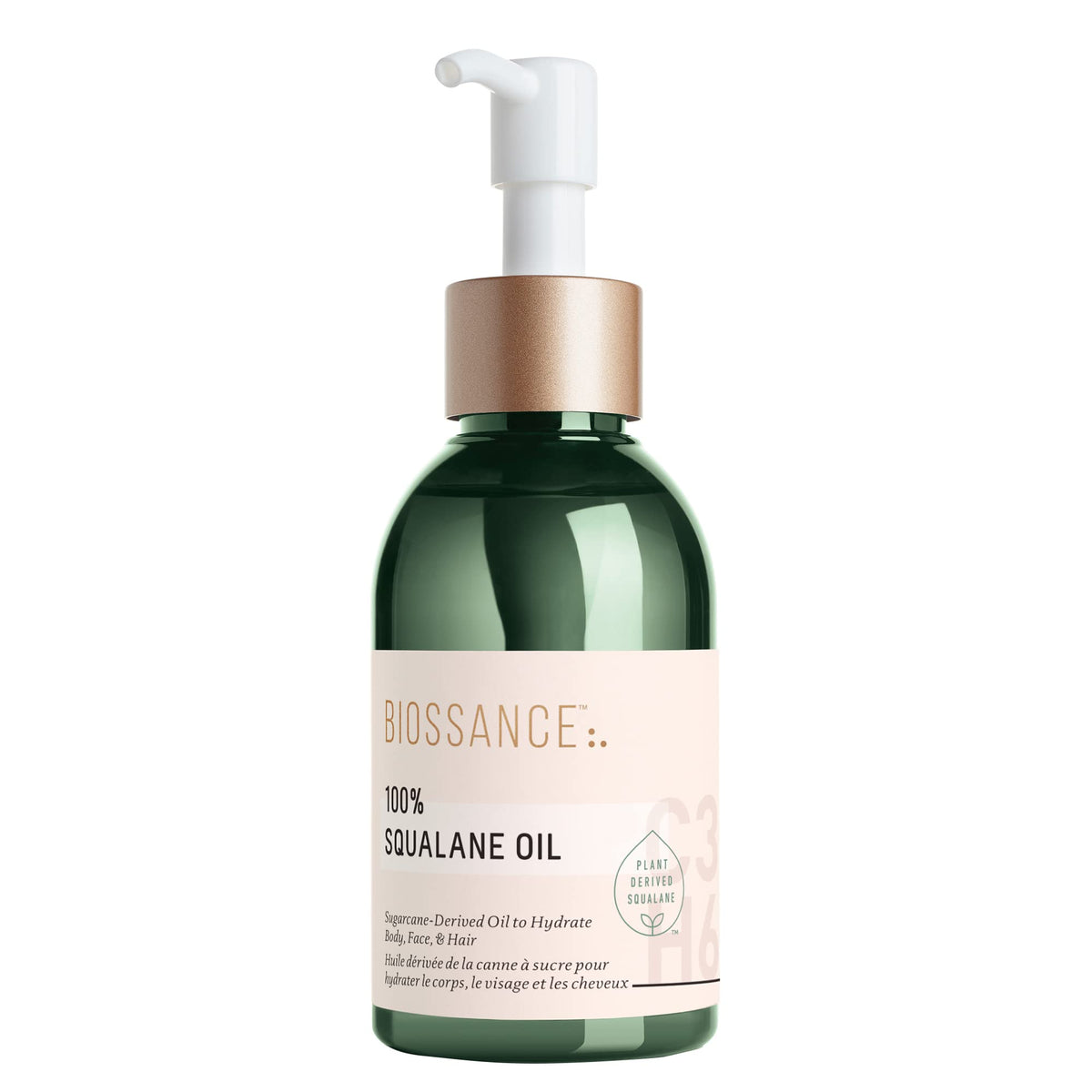 BIOSSANCE front packaging showing 3.3 oz bottle, clear design and eco-focus