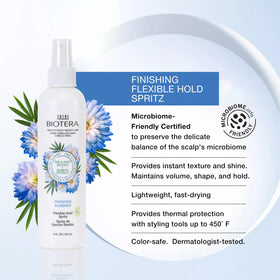 Biotera close-up nozzle releasing fine mist for even styling
