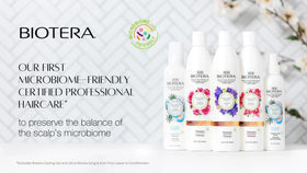 Biotera bottle label with microbiome-friendly certification visible