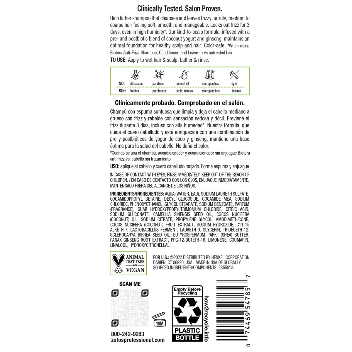 Biotera paired with conditioner and leave-in illustrating system for three-day frizz control